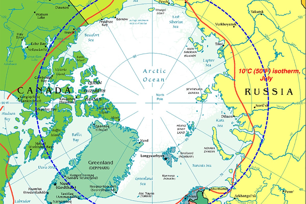 Северный Ледовитый океан на карте